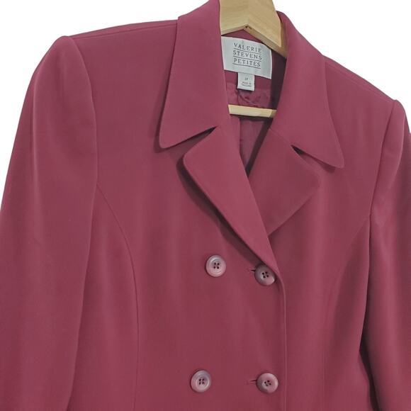 Valerie Stevens | Petites | Double Breasted Button Front Blazer with Pockets - Picture 2 of 10